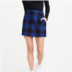 Abercrombie & Fitch Blue and Black Checkered Plaid Mini Skirt XS